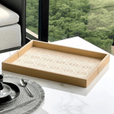 Bandeja em MDF e PU Marrom 40cm - Ela Decora